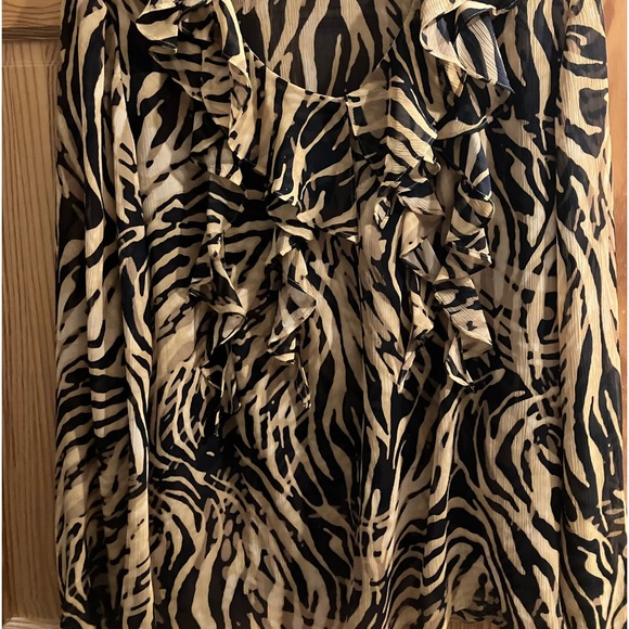 EUC ANNE KLEIN RUFFLED BLOUSE ELASTIC SLEEVES - Picture 9 of 12